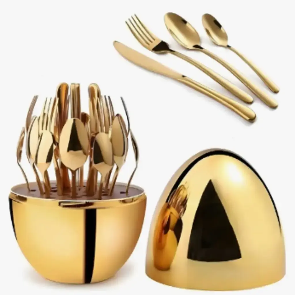 VAJILLA DE 24 PIEZAS CON FORMA DE HUEVO CUBIERTOS